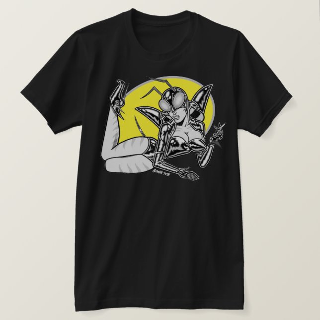 Camiseta Astro-Creeps™: Insectra™/Pin-Up (Frente do Design)