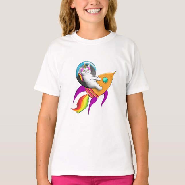 Camiseta Astro Kitty Shirt - Space Cat Unicorn Tee (Frente)