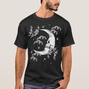 Camiseta Astrologia Crescente Caveira Lua, Céu Noturno com