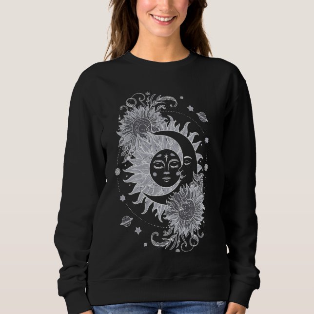 Camiseta Astrologia da Lua Celestial Sun Moon Fases Vi (Frente)