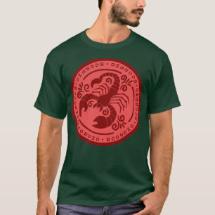 Camiseta Astrologia Símbolo de Escorpião do Crachá Zodiac