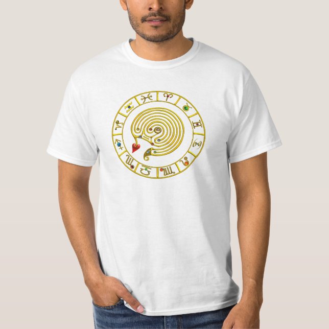 Camiseta Astrologia ZODÍACA DOURADA DO GRÁFICO ASTRAL LABYR (Frente)