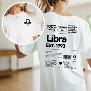 Camiseta Astrologia Zodíaca Personalizada de Libra Aniversá
