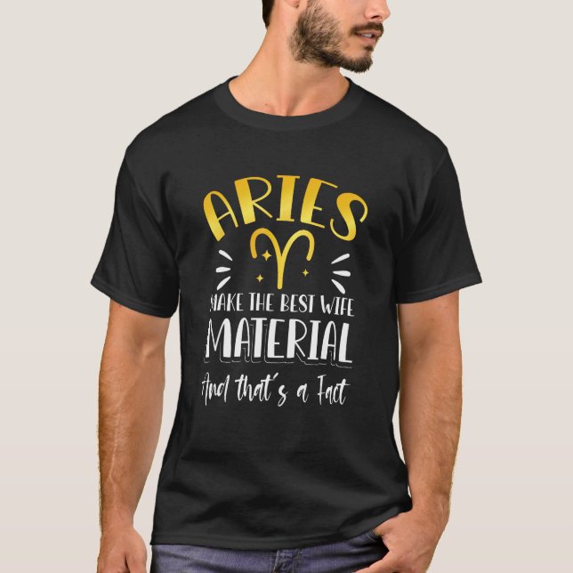 Camiseta Astrology Aries Zodiac Wife Material Women Girl (Frente)