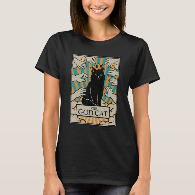 Camiseta Astrology The God Cat Goth Tarot Card Reader Witch (Frente)