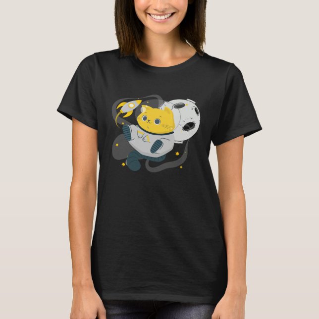 Camiseta Astronaut Cat Or  Space Cat On Galaxy Kitten (Frente)