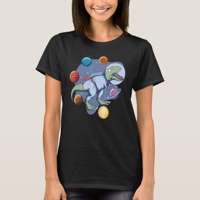 Camiseta Astronaut Dinosaur In Space Travel Galaxy Dinosaur (Frente)