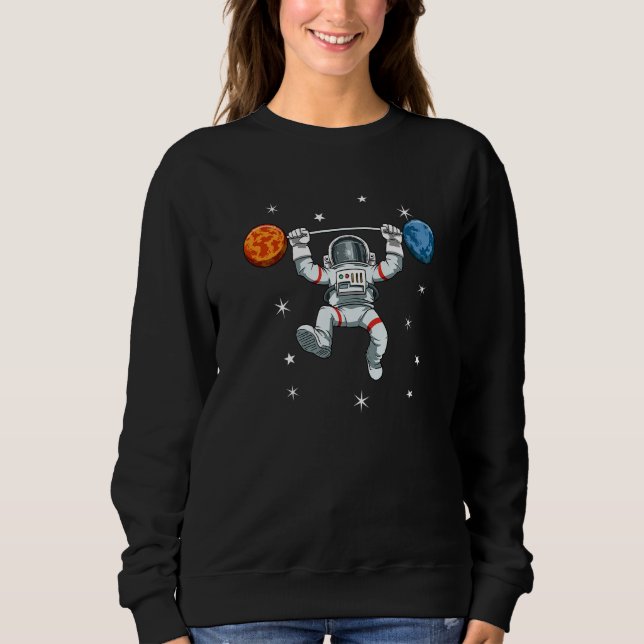 Camiseta Astronaut dumbbell bar planet Premium (Frente)
