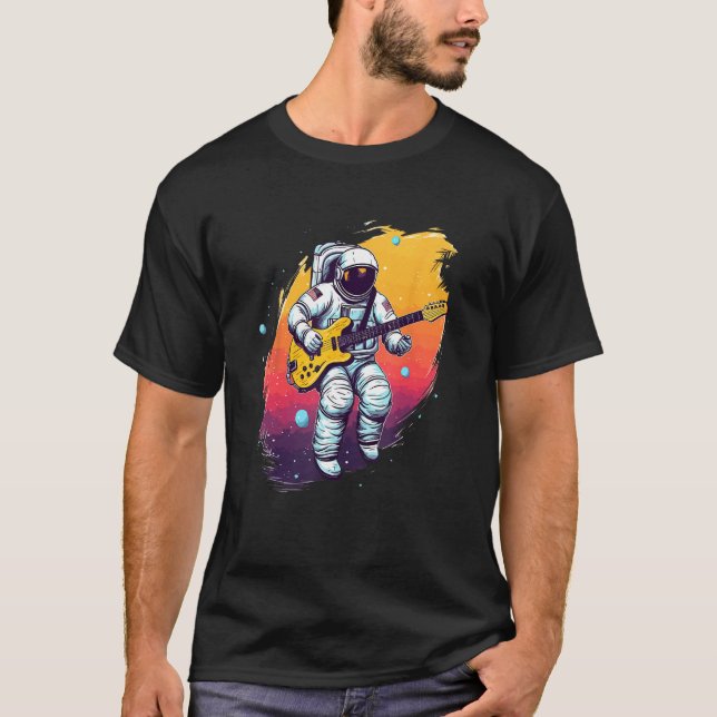 Camiseta Astronaut Galaxy Space Music Guitar (Frente)