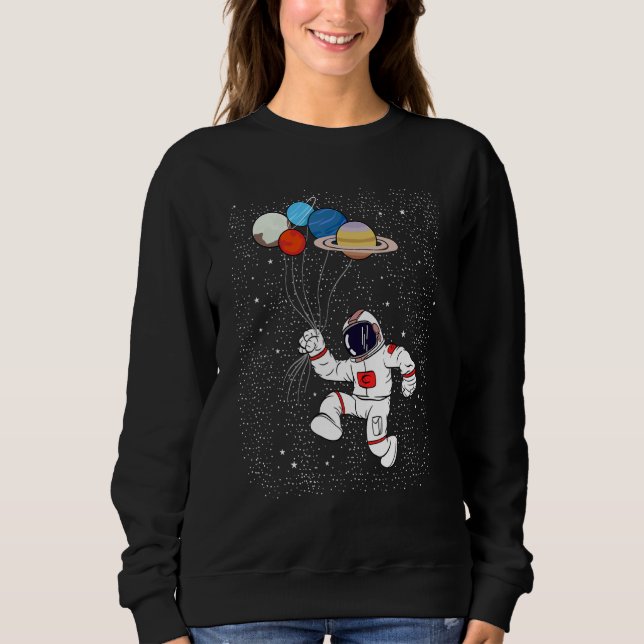 Camiseta Astronaut Holding Planet Balloons Boys Girls STEM  (Frente)