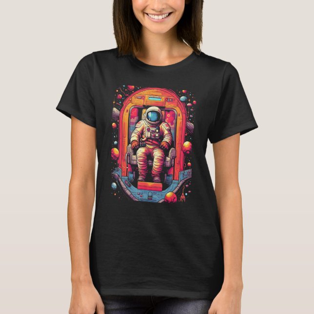 Camiseta Astronaut in Spaceship   Retro Space & Planet Art  (Frente)
