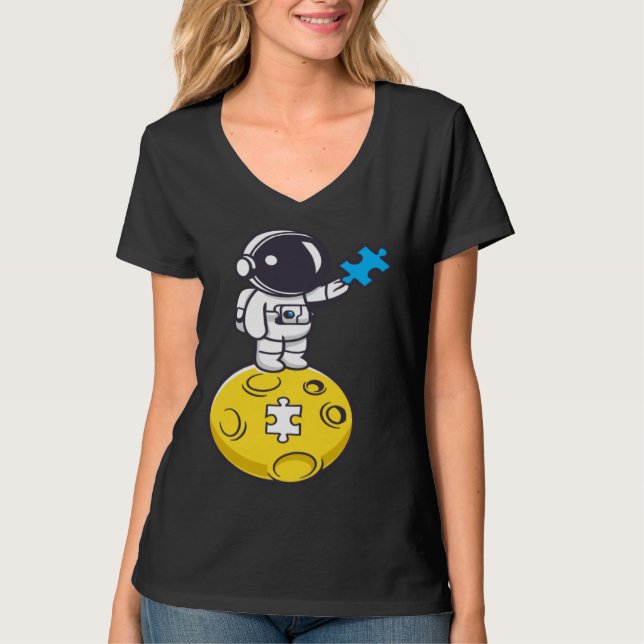 Camiseta Astronaut Moon Autism Puzzle Autistic Child Autism (Frente)