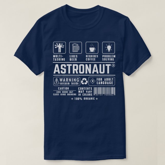Camiseta Astronaut Multitasking Beer Coffee Problem Solving (Frente do Design)