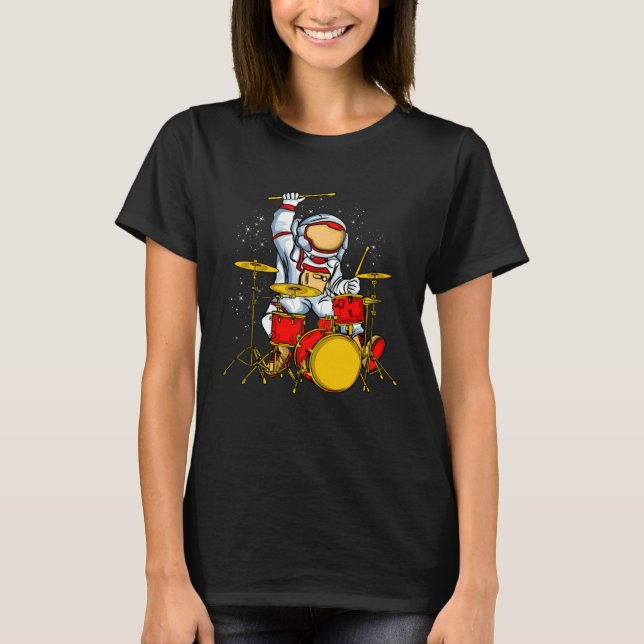 Camiseta Astronaut Plays Drummer Galaxy Space Children (Frente)