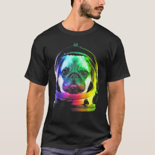 Camiseta Astronaut Pug Gato Espacial Para Homens Mulheres C