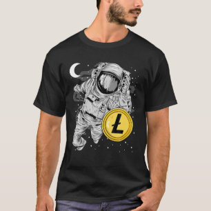 Camiseta Astronaut Reaching Litecoin LTC Coin To The Moon C