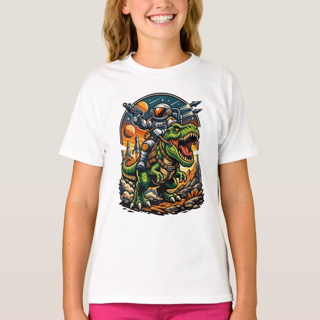 Camiseta Astronaut Riding a T-Rex – Epic Space Dinosaur (Frente)