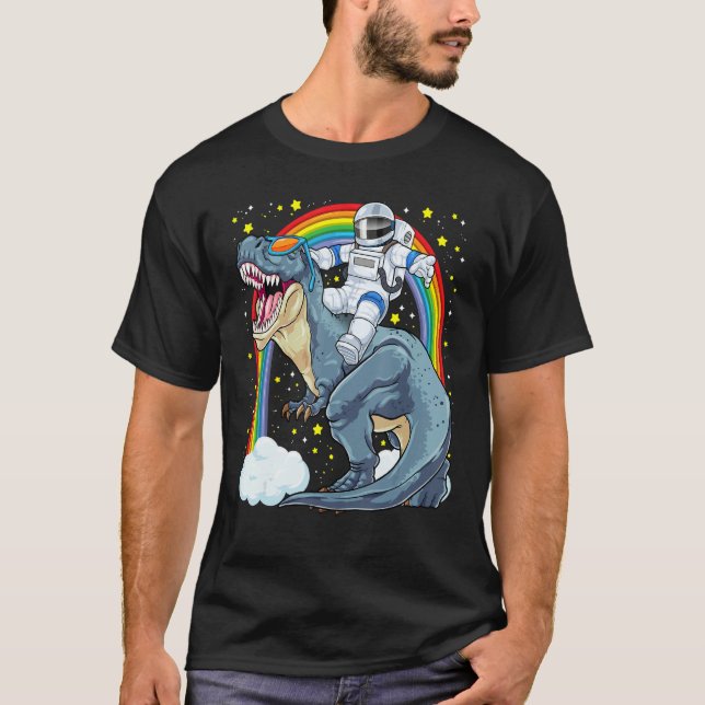 Camiseta Astronaut Riding Dinosaur Rex Astro Space Dino Pre (Frente)