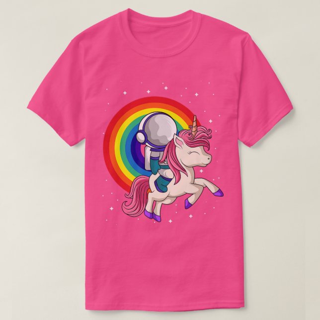 Camiseta Astronaut Riding Unicorn Galay Rainbow Space  (Frente do Design)