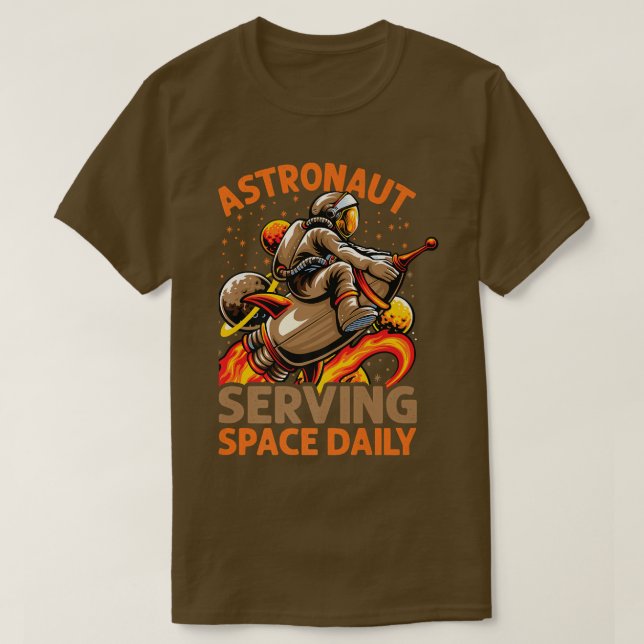 Camiseta Astronaut Serving Space Daily  Funny  Planets  Sta (Frente do Design)