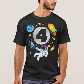 Camiseta Astronaut  Space  4th Bday  4 Years Old Bday Boy 