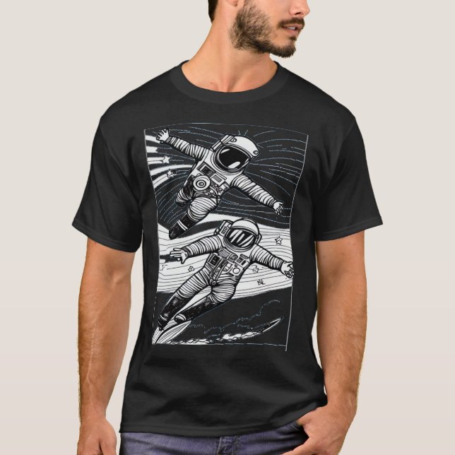 Camiseta Astronaut Surfing in a Space Wave (Frente)