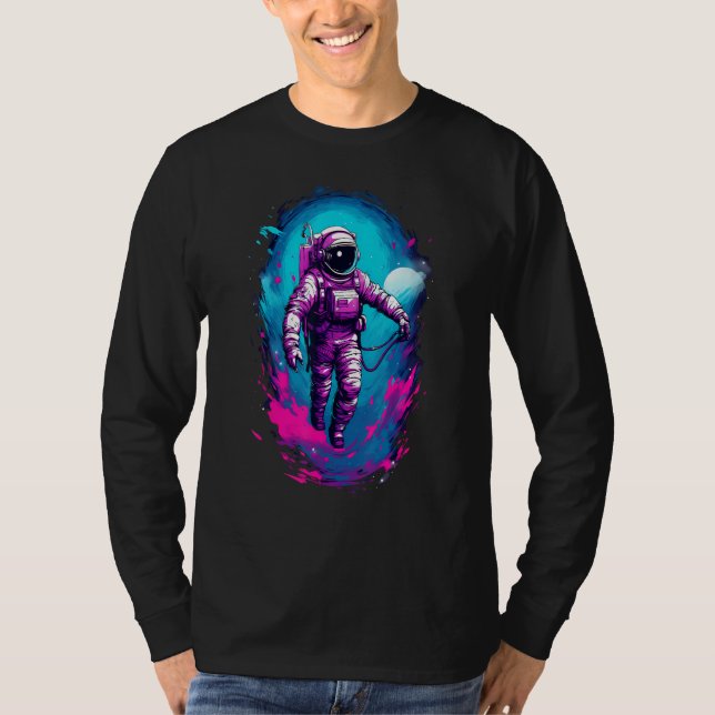 Camiseta Astronaut Vaporwave Aesthetic Retro Glitch Spacema (Frente)