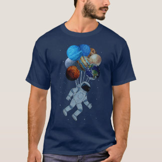 Camiseta Astronaut With Solar Planet System Balloon Space A