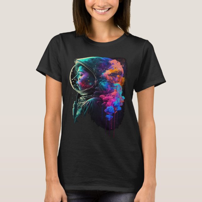 Camiseta Astronaut Woman Outer Space Colorful Girls Astrona (Frente)