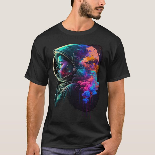 Camiseta Astronaut Woman Outer Space Colorful Girls Astrona (Frente)