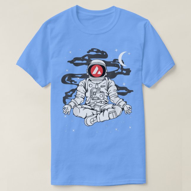 Camiseta Astronaut Yoga Avalanche AVAX Coin To The Moon Cry (Frente do Design)