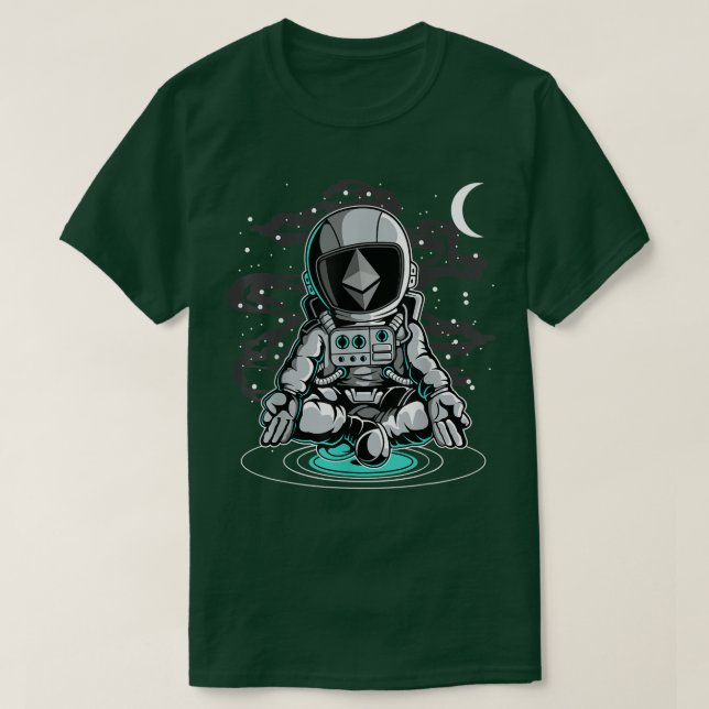 Camiseta Astronaut Yoga Ethereum ETH Coin To The Moon Crypt (Frente do Design)