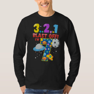Camiseta Astronauta 7 Birthday 7 Anos 3 2 1 Explosão