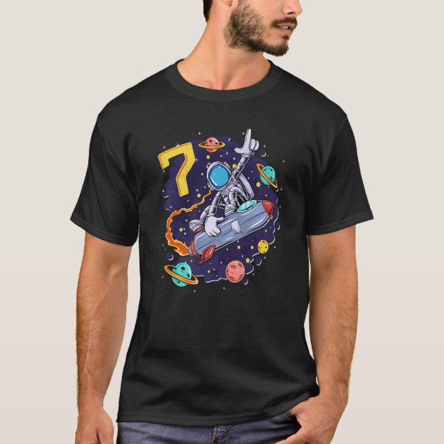 Camiseta Astronauta 7 de Ônibus Espacial com 7 Anos (Frente)