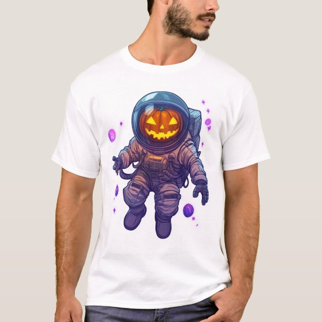 Camiseta Astronauta Abóbora de Halloween (Frente)