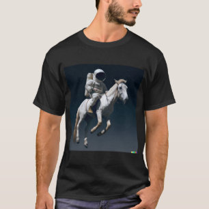 Camiseta Astronauta Andando Cavalo No Espaço Arte Original