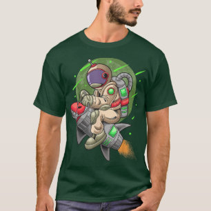 Camiseta Astronauta Andando Em Um Foguete