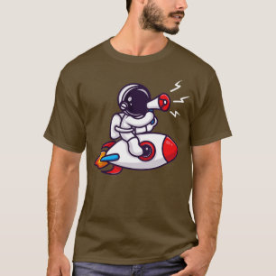 Camiseta Astronauta Andando Foguete Com Cartoon Auto-falant