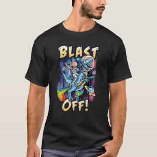Camiseta Astronauta Andando Um Dinossauro De Fazenda No Arc