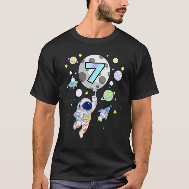Camiseta Astronauta Astronauta 7 B Da, 7 Anos (Frente)