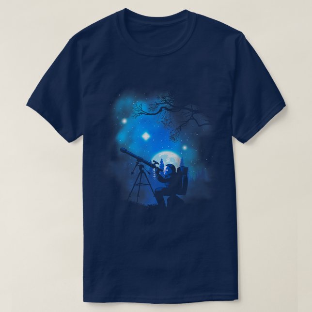 Camiseta Astronauta astronauta com telescópio (Frente do Design)