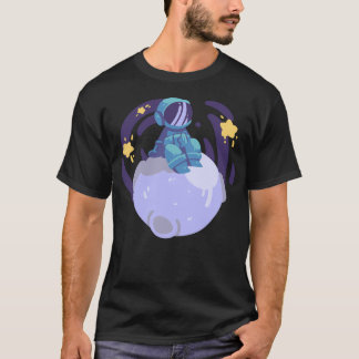 Camiseta Astronauta Azul Na Lua