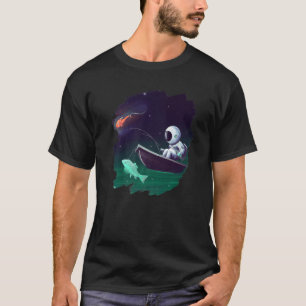 Camiseta Astronauta Barcos de Pesca Espacial Oceano lago Pe