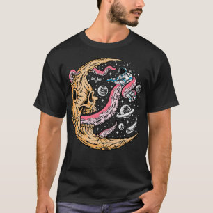 Camiseta Astronauta Batendo uma Lua Crescente Morto com Ten