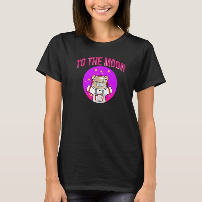 Camiseta Astronauta Bear Para A Cripto Da Lua (Frente)