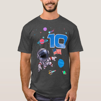Camiseta Astronauta Birthday Boy 10º Aniversário 10 Anos
