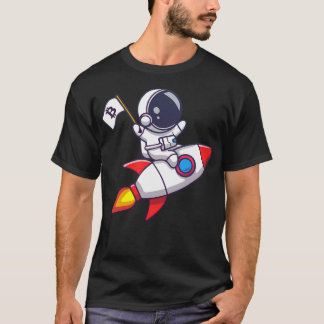 Camiseta Astronauta Bitametana Em Um Foguete Acenando Uma B