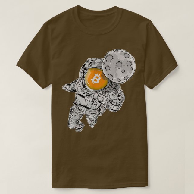 Camiseta Astronauta Blockchain Crypto Bitmoney BTC (Frente do Design)