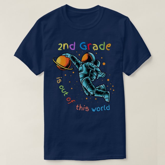 Camiseta Astronauta bonitinho de segundo Voltar à escola (Frente do Design)