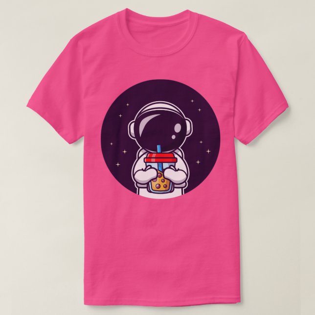Camiseta Astronauta Bonito Esfregando Chá Boba Milk (Frente do Design)